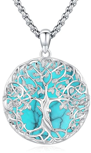 Eusense Livets träd halsband örhängen örhängen 925 sterling silver livets träd hänge smycken present till kvinnor flickor, 25.5*34.5mm, Sterlingsilver, Ingen ädelsten