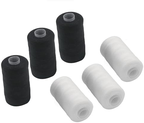 Bayli [0,02 EUR/10 m 6 teiliges Nähgarn Set | Nähset Universal | Polyester Nähmaschinengarn | 6 Spulen a. 500m | Allesnäher Garnset 3 x Schwarz + 3 x Weiß | Nähfaden Set - 3000m