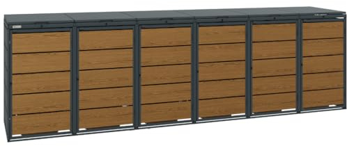 MBOX24 Mülltonnenbox 6er für 240 Liter Mülltonne | Golden Oak |Mülltonnenverkleidung | Mülltonnenhaus | Box für Mülltonnen | Mülltonnenunterstand | Mülltonneneinhausung
