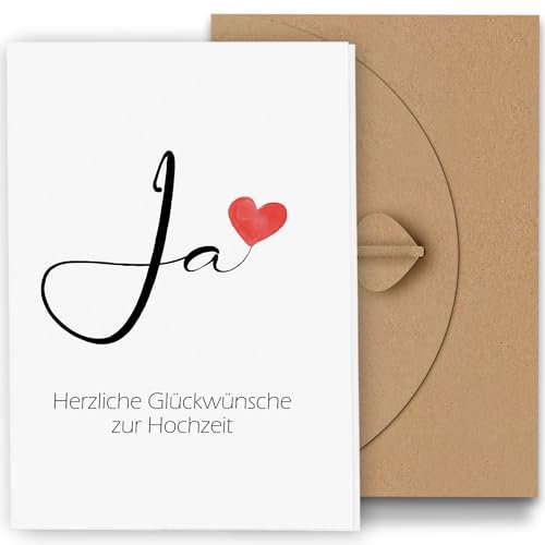 Premium Hochzeitskarte mit Hochwertigem Umschlag - karte Hochzeit Glückwunsch, Glückwunschkarte Hochzeit Edel Personalisiert Stabile Grußkarte Lustig Schöne Hochzeit Geschenke für Brautpaar(12x17cm)