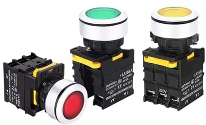 Interrupteur à bouton-poussoir avec LED 30mm, étanche, réinitialisation instantanée, interrupteur à bouton d'alimentation autobloquant avec lumière 12V 24V 220V 10A 1NO 1NC(WHITE,1NO1NC_MOMENTARY_24V)