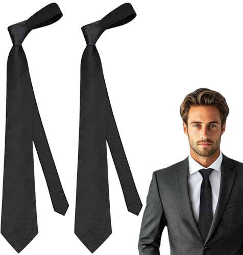 KEYRI 2 PCS Corbatas de Hombre 6cm Clásico Corbatas Skinny Delgado Color Sólido Corbata para Hombres Duradera & Moda Corbata para Bodas, Negocios, Fiestas, Trabajo y Eventos Formales (Negro)