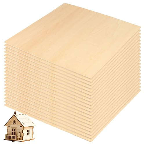 MUNGHOK 20 stycken 300 x 300 x 2 mm träplatta för pyssel, kvadratisk lindträ, plywoodskivor, pysselträplattor för målning, gör-det-själv-modell, hantverk