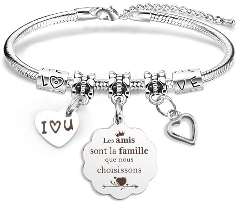 Tamnioa Bracelet Amitié Cadeau Meilleure Amie Noel Bracelet Femme Cadeau Amie Noel, Bracelets Acier Inoxydable Femme Bracelets, Cadeaux Amitié Cadeaux Anniversaire pour sa Meilleure Amie