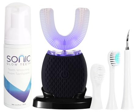 corou Cepillo de dientes ultrasónico para adultos – Cepillo de dientes eléctrico automático temporizador de 30 segundos, recargable portátil lavable, diseño de cerdas suaves, carga inalámbrica, ideal