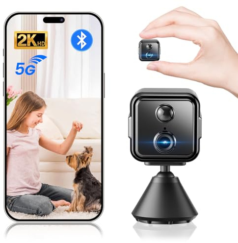WeChip 2K HD 21 Tage Mini Kamera,5G WiFi & Bluetooth Überwachungskamera Innen Für Live Übertragung Handy,Kamera Überwachung Innen mit 2800mah Akku,Bewegungsmelder,Nachtsicht,SD/Cloud Speicherplatz
