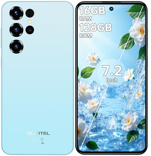 OUKITEL C68 Smartphone 2026 Android 15-7,2 HD+ 120Hz Telefono - 16GB RAM + 128GB ROM/1TB TF Cellulare 6000mAh 64MP+8MP Cellulari e Smartphone Dual SIM 4G /Face ID/Fingerprint/OTG Blu