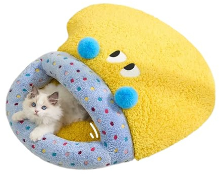 Lit Caverne pour Chat | Lit Caverne Confortable et Chaud Chien,Tapis en Peluche pour Animal De Compagnie | pour Chambre Appartement Salon Intérieur Bureaux Coin Maison Extérieur Voyage Sol
