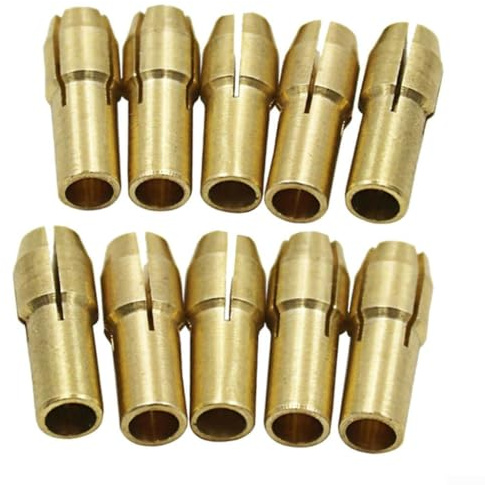 Mini-Bohrfutter-Set, 0,5–3,2 mm, mit 4,8 mm Spannzange für elektrische Schleifmaschinen, Drehwerkzeug, kompatibel mit Dremel, Kupfermaterial, Gelb, 10 Stück