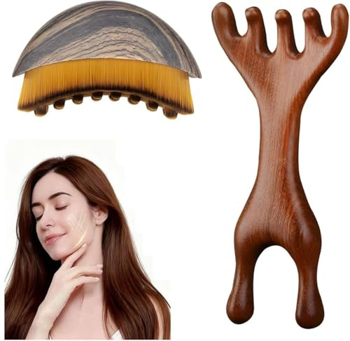 Cepillos secos de drenaje linfático, cepillo facial para contorno y jawline, peine de masaje para drenaje linfático, diseño ergonómico para masaje suave