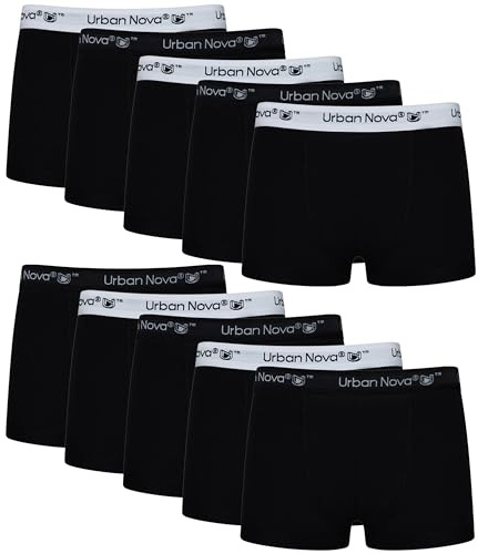 URBAN NOVA Men’s Boxer Shorts 10 Pack, Cotton Retro Boxers, Breathable & Soft Men’s Underwear, Comfortable Everyday Fit