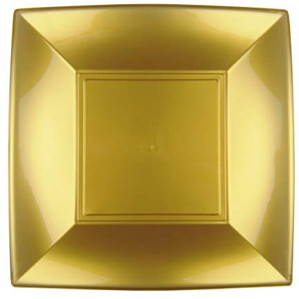 12 Piatti quadrati piccoli lavabili per microonde oro 18x18 cm