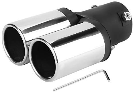 Auto-Auspuffrohr, Edelstahl-Auto Doppelauspuffrohr Universal-Auto-Heckschalldämpfer-Spitze für Auto-Heck-Hals-Ersatz