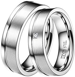 DOOSTI Partnerring/Trauring/Freundschaftsring - Emotion Chirurgischer Edelstahl 316L - Damen und Herren Variante - Mit Gratis Wunschgravur (Ring ohne Zirkonia, 60)