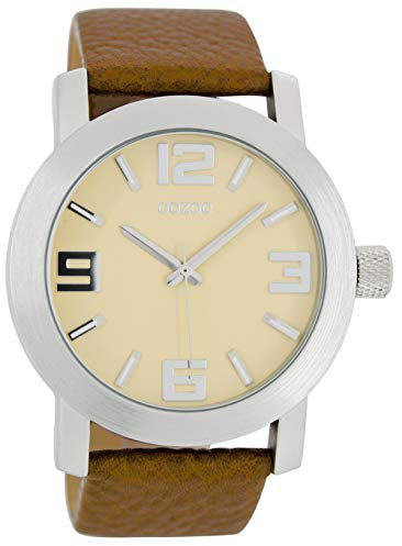 Oozoo Herrenuhr mit Lederband 45 MM Creme/Braun C5532