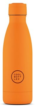 Cool Bottles - Botella de Agua de Acero Inoxidable - 350 ml - Vivid Orange - 23,5 x 7 cm - Botella Térmica Hermética - Bebidas Frías 36 H y Calientes 18 H - Triple-Cool Technology - Libre de BPA