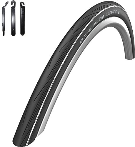 1 x Schwalbe Lugano 2 28 Rennradreifen Fahrradmantel - Schwarz/Weiß - (25-622) inkl. Reifenheber