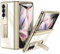 spoovcto für Samsung Galaxy Z Fold3 Hülle mit Federscharnier Kickstand & Transparent Überzug PC Crystal Clear Phone Case für Samsung Z-Fold-3 Gold