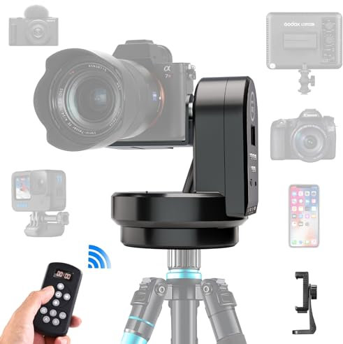 Soonpho M2 Motorisierter Stativkopf Elektrischer 360 Grad Erehbarer Elektrischer Remote Panorama-schwenkkopf mit Telefonklemme und Fernbedienung AB Zwei Punkt Typ für DSLR,Stativ,Mobiltelefon