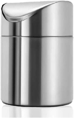 DYOUen Papierkorb Desktop Mini Mülleimer Edelstahl Tischabfalleimer Schwingdeckeleimer Kosmetikeimer Tischmülleimer mit Deckel, fur Automobil Getränkehalter