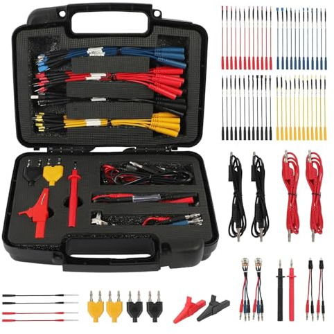 AUTOOL Multimeter Test Leads Kit, 68 st mättillbehörssats för digital multimeter, testkablar, krokodilklämmor, mm-bananpluggkablar, testprov, 20 cm jumper trådar
