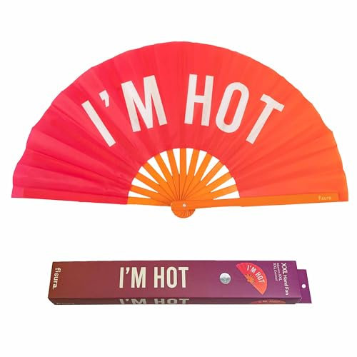 Fisura – Grand éventail Pliable “I’m Hot”. Éventail Original avec Grand Message Rose XXL. Éventail Pliable en Bambou. Dimensions : 64 x 33 centimètres., AHX2410387