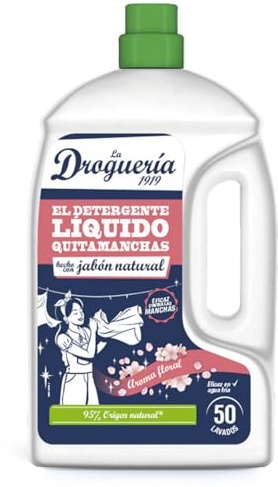LA DROGUERIA - Detergente Líquido Quitamanchas 2.27 L – Eficaz en Agua Fría – Con Jabón Natural – Sin Colorantes – Apto para Pieles Sensibles