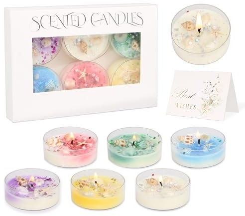 TAIHOBO Set Candele Profumate, 6 Pezzi Candela Profumata Naturali, Candele Decorative in Cera di Soia, Candele Regalo Donna Compleanno, per San Valentino, la Festa della Mamma e L'Anniversario