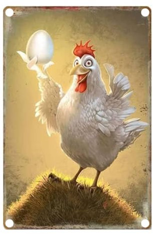 Plaque en tôle pour poulailler d'extérieur - Plaque en métal - Accessoire de poulailler vintage drôle - Décoration d'extérieur - 30 x 20 cm