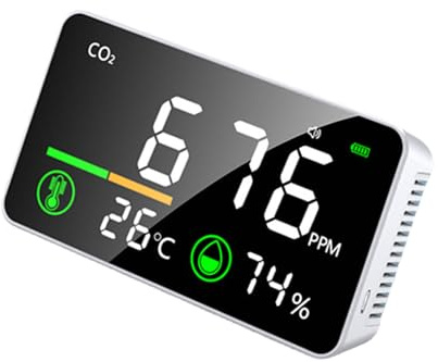 Zenlir Détecteurs de CO2 muraux améliorés 3 en 1 surveille la température, l'humidité, les niveaux de dioxyde de carbone pour la maison et le bureau