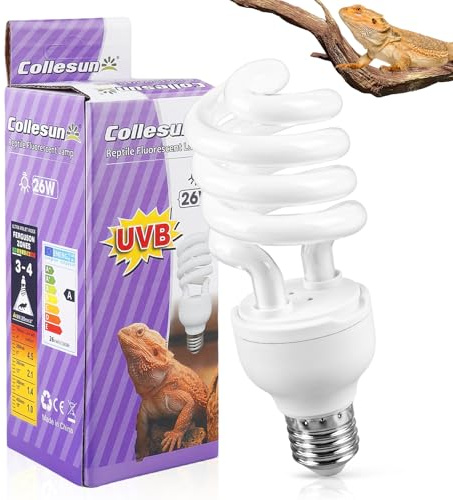PORFOYO Lampada UVB, 26w 10.0 UVB Reptile Light, Luce UVB Per Rettili, UVB Per Tartarughe, 220V Animal Lampada UVB, Per Lucertole, Serpente, Camaleonte, Draghi Barbuti