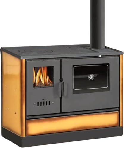 Kamin, vedspis Balkan Energy med ugn och kokplatta, modell 4020 – cappuccino, 7,9 kW