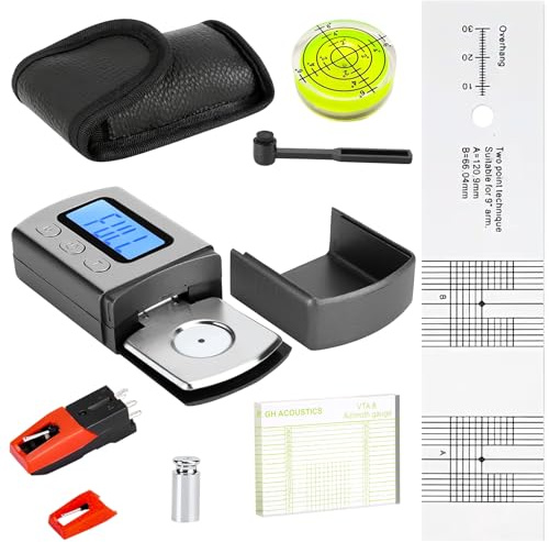 Lot de 6 adaptateurs et de réglage pour tourne-disque avec balance numérique, gabarit de saillie, appareil de mesure d'azimut et brosse de nettoyage, kit d'aiguilles de platine USB pour bras de