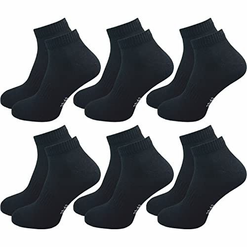 GAWILO Sportsocken ohne Naht (6 Paar) | Kurze Socken für Damen und Herren | Dank Rippschaft kein Verrutschen und kein Faltenwurf (43-46, schwarz)