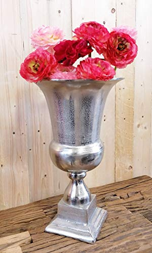 MichaelNoll Vas blomvas kärl cupvas dekorativ vas aluminium silver stor – för konstgjorda blommor och pampasgräs – 49 cm
