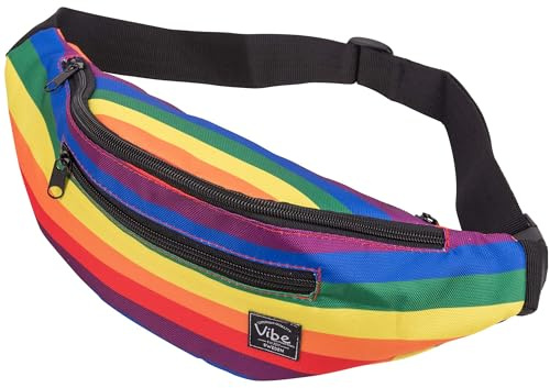 Vibe Bauchtasche Gürteltasche für Damen, Herren & Kinder (Regenbogen) - Fanny Pack Tasche, Hüfttasche, Handytasche für Festival, Party, Rave, Sport, Outdoor, Fitness, Fahrrad, Joggen