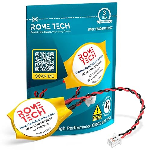Rome Tech RTC CMOS Battery for Lenovo ThinkPad T40P, T41, T410, T410i - Laptop Backup BIOS CR2032 with 2 Pin Wire Cable (1-Pack)