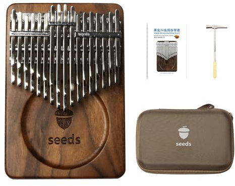 Kalimba 34 Tasten Chromatische Daumen Klavier Fische C-Tuned, doppellagiges flaches Brett, schwarzes Walnuss-Musikinstrumente, Geschenkidee für Kinder Erwachsene Anfänger und Profis