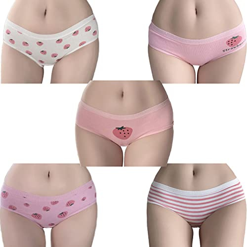 SINMIUANIME Women's Panties Breathable Cotton Brief Cosplay Anime Print Underwear Cute 5-Pack (3139)