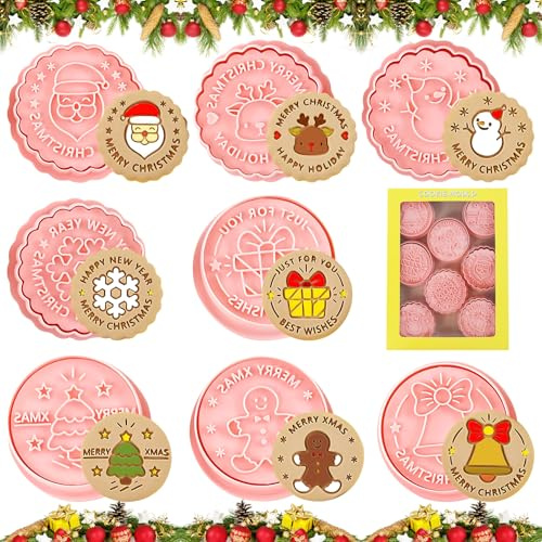 Lets Joy Stampo per Biscotti Natalizi, 8 Pezzi Formine per Biscotti Natalizi, Stampi per Biscotti 3D, Tagliabiscotti Natale Formine Biscotti Natale per Decorare Biscotto, Dolci, Torta