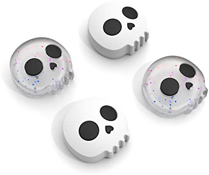 JINGDU Capuchon de Joycon pour Nintendo Switch,Prises de Pouce Caps en Silicone pour Switch Joystick,4Pcs Kit Thumb Grip Caps for Switch/Switch OLED/Switch Lite,Skull