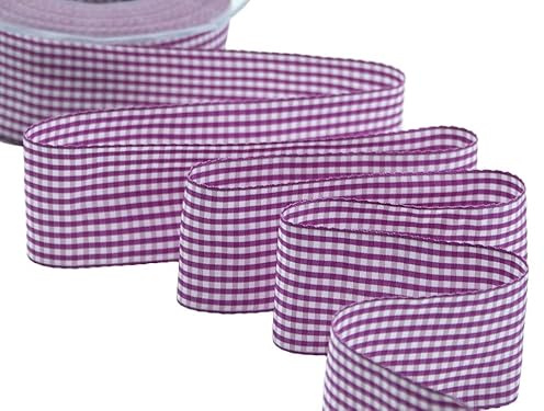 Furlanis - Quadretti-Band, Dekoratives Band für Verpackungen, Hochzeitsbevorzugungen, Italienische Gewebe - Dunkel Alpenveilchen, 40 mm x 25 m