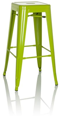 hjh OFFICE Tabouret de Bar VANTAGGIO High Métal Vert, Tabouret Industriel Haut, empilable, 645082