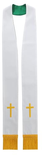 BLESSUME Estola reversible de pastor del clero de la iglesia, Verde y Blanco 1, talla única