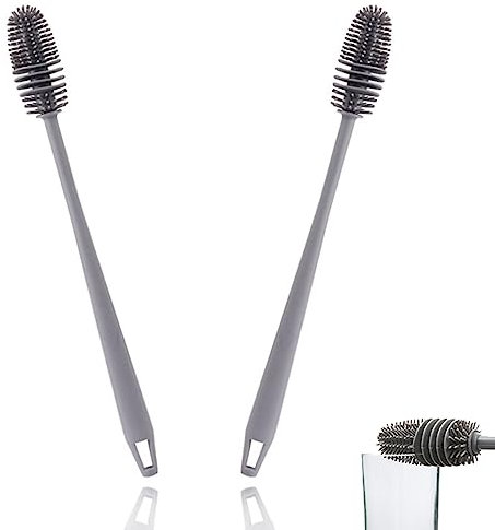 2 Stück Flaschenbürste, Langstiel Reinigungsbürste, Silikon Spülbürste, 33 x 3,5 cm