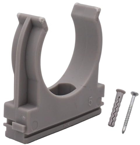 SKIR'CO (5 pezzi) Clip per tubi, morsetti in plastica per tubi da 40 mm, morsetto per tubi tipo U, ganci per tubi, clip grigie
