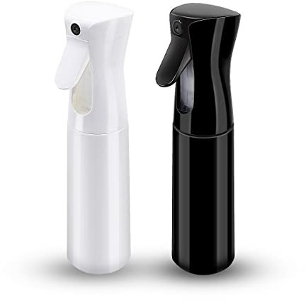 Cragmut Botella de spray para el cabello de 2 piezas, botella de spray de niebla continua, pulverizador recargable, pulverizador a presión, botella de spray de tóner para el cabello de 300 ml (blanco