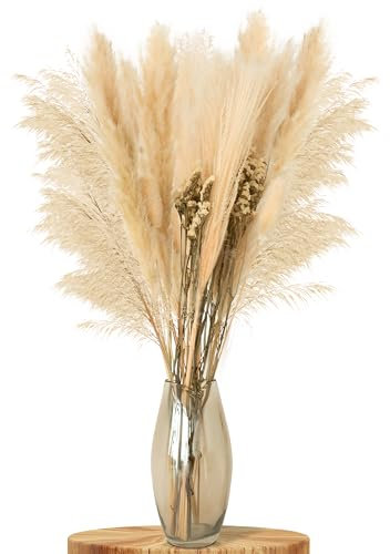 SPRINGSY Pampasgras XXL Bouquet 100cm - Flauschige Trockenblumen für Boho-Deko - 12 Stück Pampasgras groß - Natürliche Eleganz für Wohnzimmer, Schlafzimmer oder besondere Anlässe wie Hochzeiten