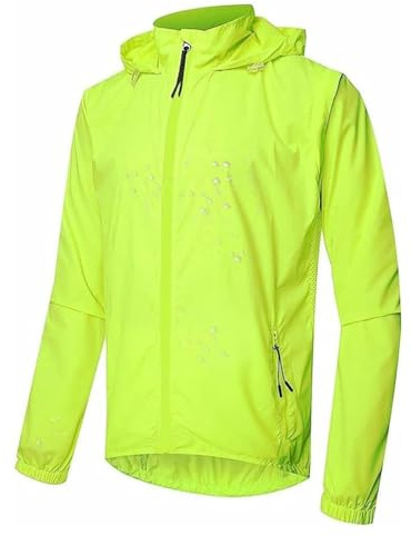 Vestes Cyclisme réfléchissantes pour Hommes, Veste Course d'été 2 en 1, Maillot vélo, Gilet avec Manches Amovibles, Fermeture éclair complète, Manteaux Pluie légers,Green-5XL