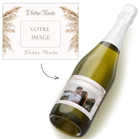Etichette per bottiglie personalizzate per champagne (confezione da 6) – Aggiungi foto e testi – etichetta personalizzata – matrimonio – testimone –